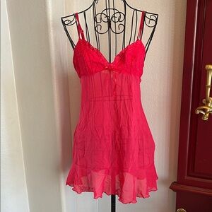 Victoria's Secret Vibrant Pink Lace Chemise